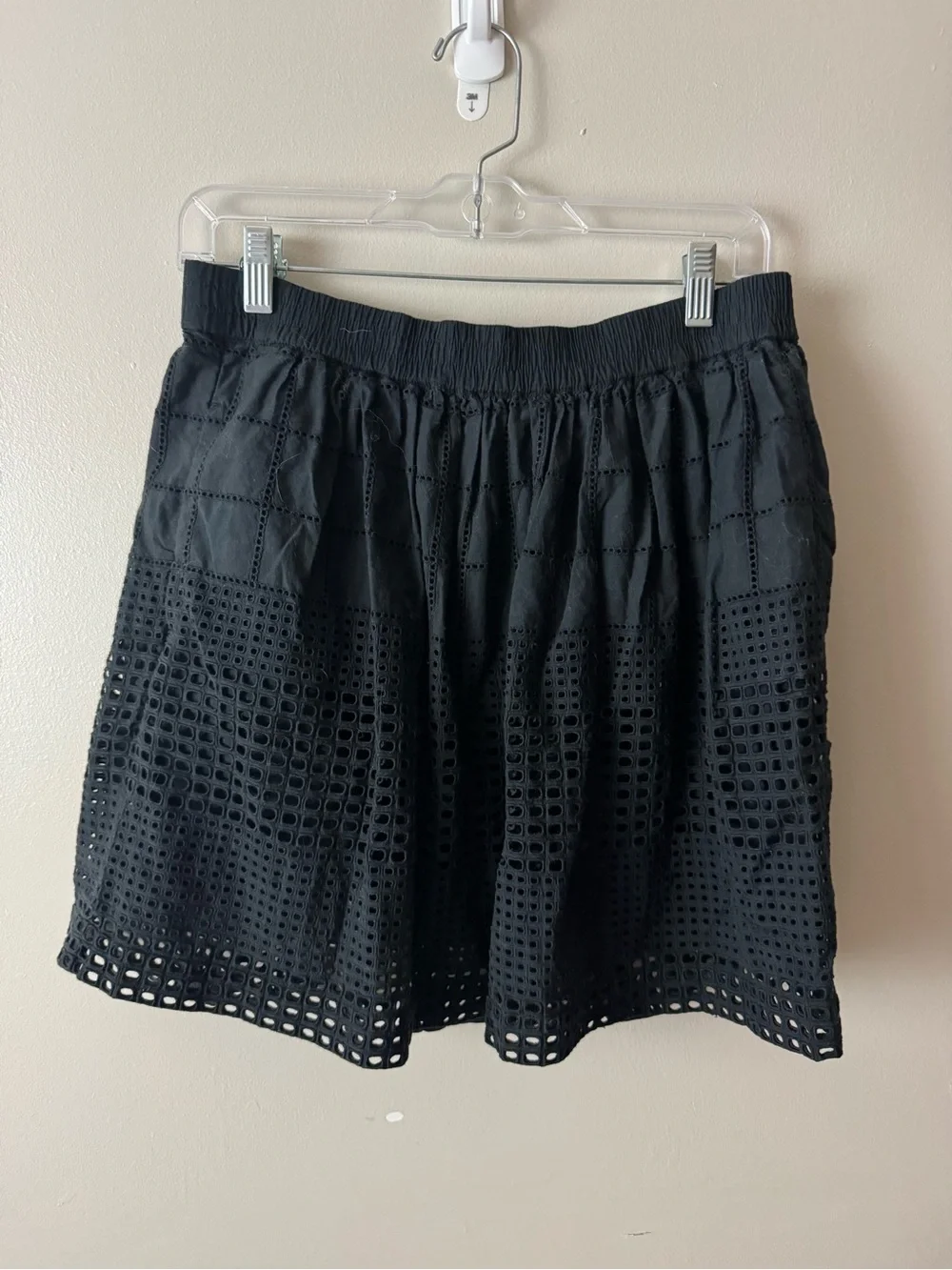 Madewell Black Eyelet A-Line Casual Cotton Skirt Medium